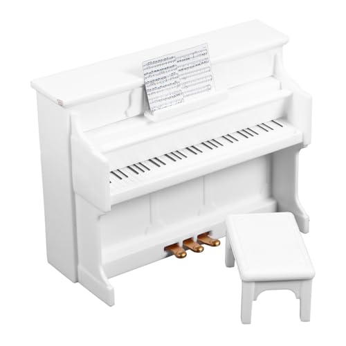 Warmhm Weißer Klavierhocker Für Puppenhaus Miniatur Spielzeug Klavier Set Miniatur Puppenhaus Zubehör von Warmhm