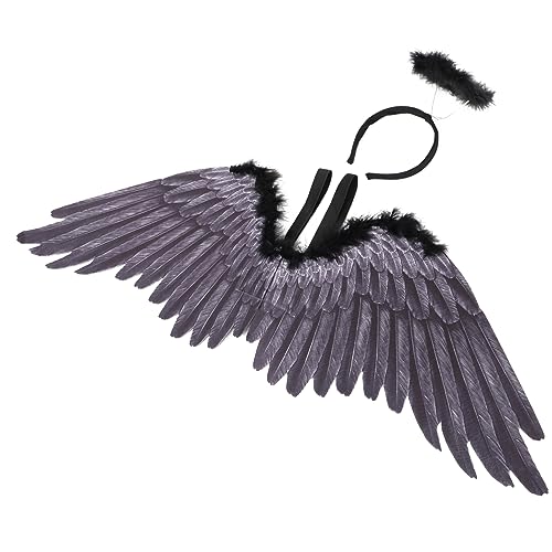 Warmhm 1 Satz Kostüm Set mit Federflügeln und Haarreif für Halloween Karneval Cosplay und Partys für Erwachsene und Auffällige Auftritte von Warmhm