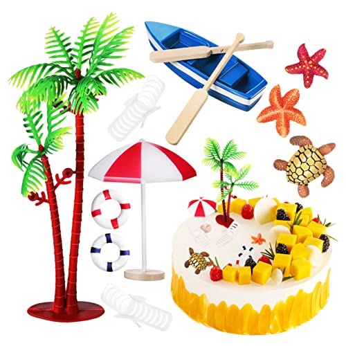 Warmhm 1 Satz Kuchendekorationsverzierungen Einrichtung Mit Strandmotiven Topper Baum Sommerdeko Schwimmleine Kuchendekoration Selber Machen Geburtstagskuchenverzierungen Plastik 10 Stück von Warmhm