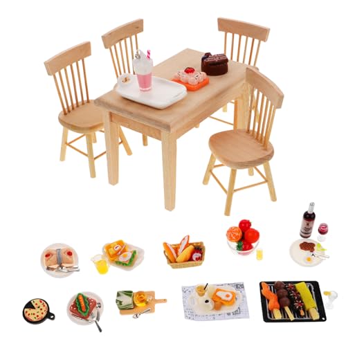 Warmhm 1 Satz Küchenzubehörspielzeug Miniatur Möbel Essen Kochen Stuhl Puppenhaus-Ministühle Zubehör für Puppenhäuser Puppenzubehör Puppenhaus-Tischmodell Harz von Warmhm