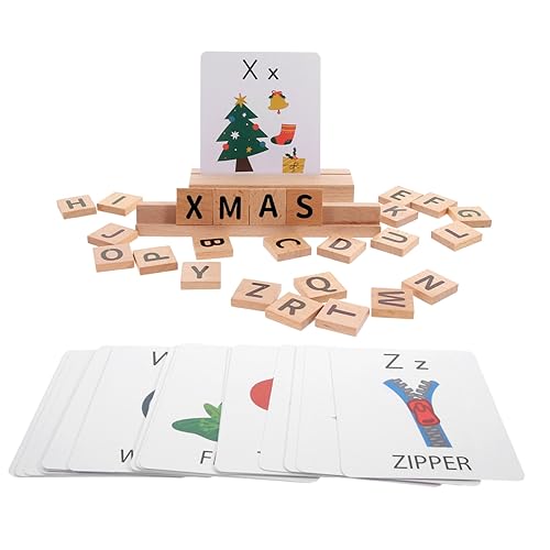 Warmhm Alphabet Puzzle Spielzeug für Kleinkinder Holz Lernspielzeug mit Buchstabenblöcken Rechtschreibspiele für Vorschulkinder Alphabet Erkennungsspielzeug für 1-3 von Warmhm