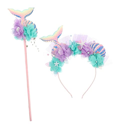 Warmhm 1 Satz Mermaid Kostümset für Haarreif und Glitzernde Meerjungfrau Accessoires für Cosplay Partys und Festivals Verkleidung für Kleine Prinzessinnen von Warmhm