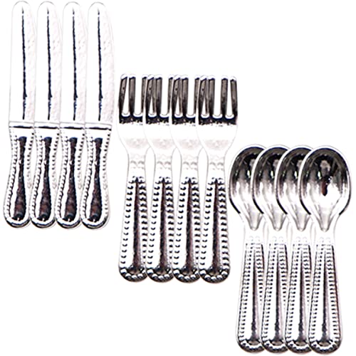 Warmhm 1 Satz Mini Messer Und Esslöffel Miniatur-hausspielzeug Puppenhaus-dekore Vorgetäuschtes Hausspielzeug Puppenbesteckspielzeug Mini-hausdekoration Legierung Silver von Warmhm