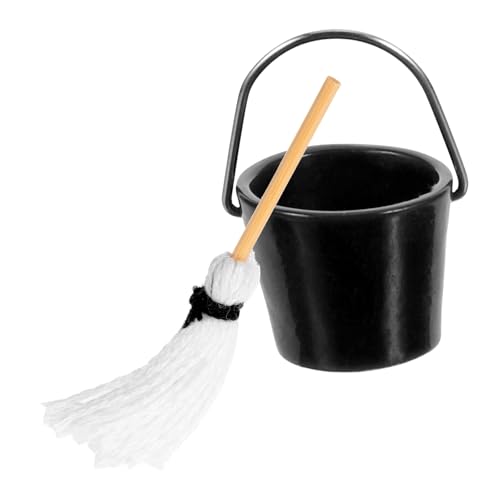 Warmhm 1 Satz Mini Mop und Eimer für Puppenhaus Teiliges Deko für Miniaturmöbel Zubehör für DIY Bastelprojekte und Puppenhausliebhaber Mop und Schwarzer Eimer Warmhm 1 Satz Mini Mop und Eimer für Puppenhaus Teiliges Deko für Miniaturmöbel Zubehör für DIY Bastelprojekte und Puppenhausliebhaber Mop und Schwarzer Eimer von Warmhm