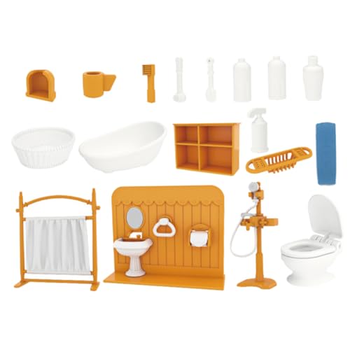 Warmhm 1 Satz Mini-Puppenhaus-Badezimmer-Set Puppenhausteppich Badespielzeug für Babys puppenhausmöbel Set Badezimmer Set Puppenhaus kleines Modell Simulation Mini-Möbel Plastik von Warmhm