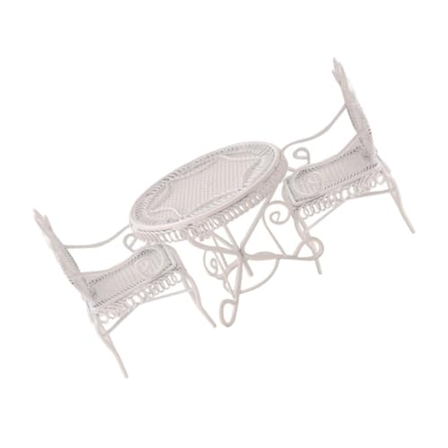 Warmhm 1 Satz Mini-couchtisch Mini Miniatur -couchtisch Puppenhaus-Miniatur Miniatur-couchtischmodell Mini-hausverzierung Miniatur-tischschmuck Schmiedeeisen Weiß von Warmhm