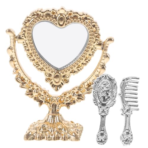 Warmhm 1 Satz Mini-kosmetikspiegel Miniatur Mit Dollhouse Decor Puppe Winzig Klein Deko Spiegelmodelle Schminkspiegel-Modelle Mini -Spiegel Mini Schminkspiegel Golden Eisen von Warmhm