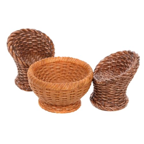 Warmhm 1 Satz Miniatur-Puppenhausmöbel Puppenhaus Esskorbmodell kleine Hausmöbel puppenhaus dekore Korb für Spielzeughaus Kleiner Korb Plastik Light Brown von Warmhm