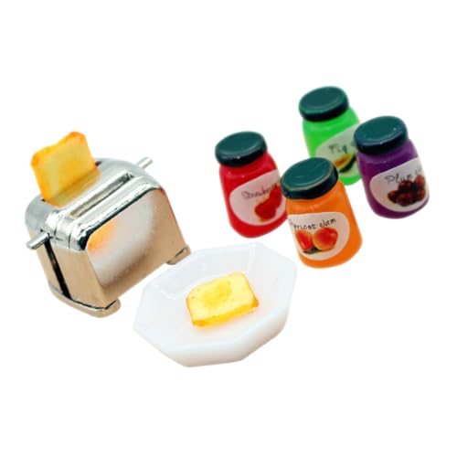 Warmhm 1 Satz Modell Brotmaschine Puppenstuben-brotmaschine Kleiner Toaster Mini-Toaster Mini-brotbackmaschine Mini-frühstück Puppenhaus Küche Dekoration Puppenhausverzierungen Legierung von Warmhm