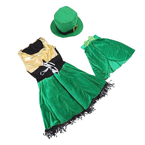 Warmhm 1 Satz Patrick's Day Kostüm Grünes Irisches Cosplay Kleid für Bühnenauftritte und Partys Leicht und Atmungsaktiv S Langlebig und für Karneval und Mottopartys von Warmhm