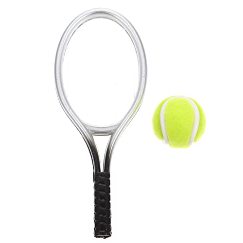 Warmhm Miniatur-tennisschläger Mini-hausbedarf Tennismodell Dekoratives Mini-Spielzeug Puppenhaus-Accessoire von Warmhm