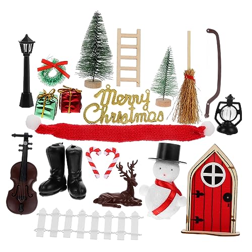 Warmhm 1 Satz Puppenhaus weihnachtsdeko متة Micro Weihnachts Dekoration weihnacjtsdeko Mini-Weihnachtsbaum Puppenwagen Zubehör Miniatur Möbelverzierung Weihnachts-Mini-Ornamente Plastik von Warmhm