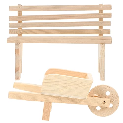 Warmhm 1 Satz Puppenhausdekoration Dekoration Schlafzimmer Cute Decor Auto Set -Accessoire puppenwagen Mini klein Trolley-Dekoration aus Holz Puppenstuhl aus Holz von Warmhm