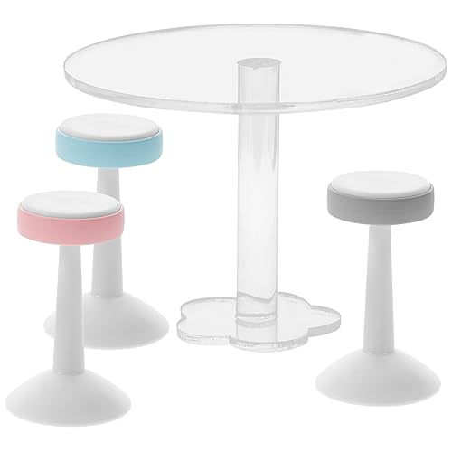 Warmhm 1 Satz Puppenstubentisch Und Stühle Puppenmöbel Miniatur-stuhlverzierung Miniatur-möbelzubehör Miniatur-möbeldekoration Mini-Stuhl Mini-Tisch Mini-gartenstuhl Miniaturtisch Plastik von Warmhm