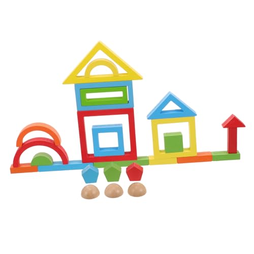 Warmhm 1 Satz Rainbow Geometric Bausteine für Lernspielzeug Hand Augen Koordination Farbenfrohes Montessori Sicheres Holzspielzeug für Jungen Teiliges von Warmhm