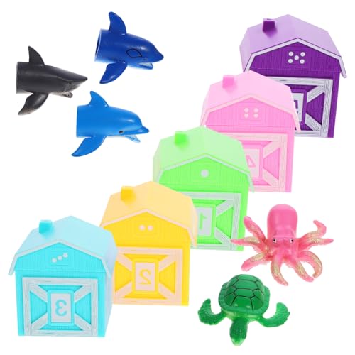 Warmhm 1 Satz Regenbogenhausspielzeug niedliche Tierfingerpuppen Fingerzählen Mathematikspielzeug Hand-Fingerpuppen- Zahlen passendes Kinderspielzeug Plastik von Warmhm