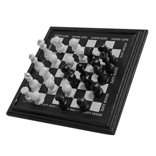 Warmhm 1 Satz Satz Miniatur-Schachbrettmodell mini Schachbrett schachfiguren deko Puppenhaus Zubehör Schachset Mini-Schachbrett Dame-Brettspiel für Legierung von Warmhm