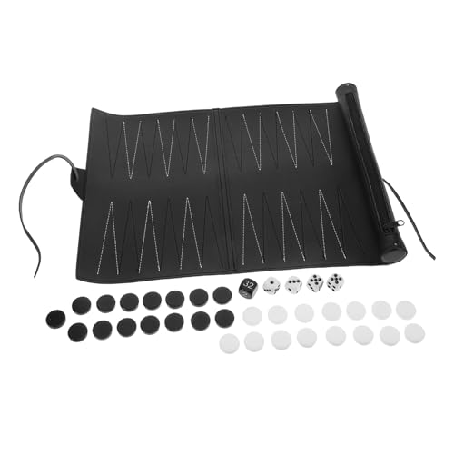 Warmhm 1 Satz Schachbrett Backgammon-Set PU Leder Schach spielmatte Schach und Backgammon Spieleset für Reisen Partyzubehör Reiseschachmatte Internationales Schachangebot Melamin Black von Warmhm