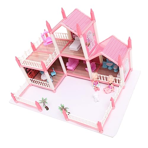 Warmhm 1 Satz Schloss Großes Villa-schlossspielzeug DIY Großes Schlossspielzeug DIY Großes Villa-Schloss-montagespielzeug Puzzle-Rahmen-kit Plastik Rosa von Warmhm