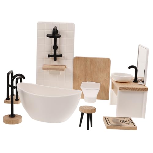 Warmhm 1 Satz Simulierte Kleinmöbel Puppenhausmöbel Puppenhaus-Duschraum Miniatur für kinderspielzeug badespielzeug badewanne Badezimmermöbel Puppenhauszubehör Holz von Warmhm