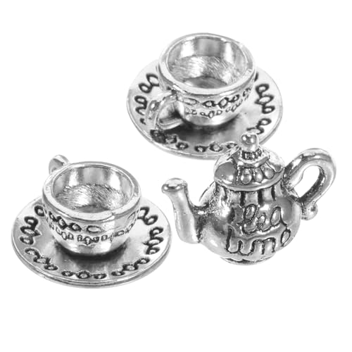 Warmhm 1 Satz Teekannen aus Metall Teiliges Dekoratives Teekannen Modell mit Teetasse für Puppenhaus Dekoration Vintage Design aus Kompakt und Leicht für Kleine Räume von Warmhm