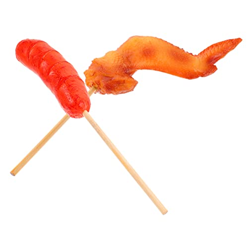 Warmhm 1 Set BBQ Spießmodell Künstliches Bratenfutter Gefälschtes Barbecue Essen Gefälschtes Grill Essenmodell Gefälschtes Lebensmittelmodell Gebratener Hühnerflügel Aus Kunststoff von Warmhm