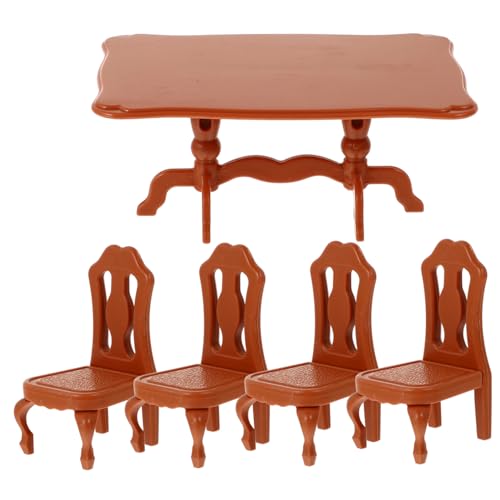 Warmhm 1 Set Esstisch Und Stuhl Modell Mini Simulierte Möbel Desktop Dekoration Mini Zubehör Mini Schlafzimmer Zubehör Mini Einrichtung Pp Orange von Warmhm