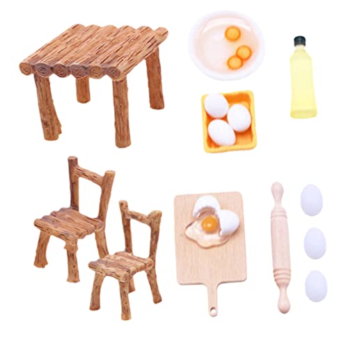 Warmhm 1 Set Holz Kunststoff Simulation Backen Modelle Holz Mini Tisch Miniatur Szene Zubehör Tiny House Küche Utensilien von Warmhm