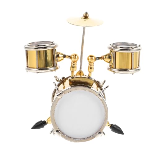 Warmhm 1 Set Jazz Trommel Modell Puppenhaus Ornament Mini Heim DIY Zartes Trommel Modell Trommel Modell Versorgung Puppenhaus Schlagzeug Kindergeschenk Metall Golden von Warmhm