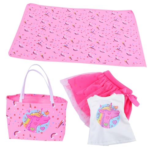 Warmhm 1 Set Komplettes Puppenspiel -Set Mit Baby Girl Doll Kleidung Im Freien Essmatte Und Tasche Für Kinderpuppen Spielen von Warmhm