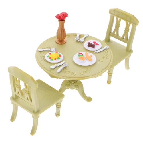 Warmhm 1 Set Mini Doppel Tisch Und Stuhl Möbel Puppe Miniatur Stühle Abs Grün von Warmhm