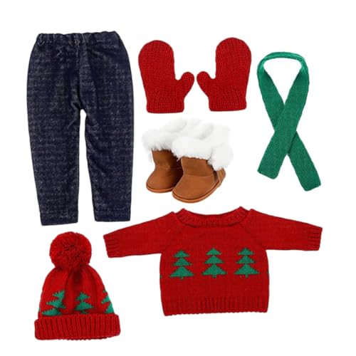 Warmhm 1 Set Puppen Weihnachtskostüm Puppen Weihnachtskleidung Requisiten Kleid Schal Outfits Wiederverwendbares Puppenkostüm Puppendekorationen Für Plüschpuppenkleidung von Warmhm