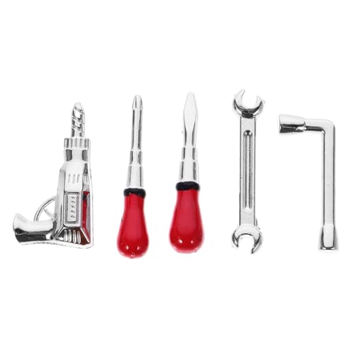 Warmhm Miniatur-Modell Mini-Puppe - 5-teiliges Miniatur-reparaturwerkzeug-Set - Puppenhauszubehör - Mini-hauswartungswerkzeuge von Warmhm