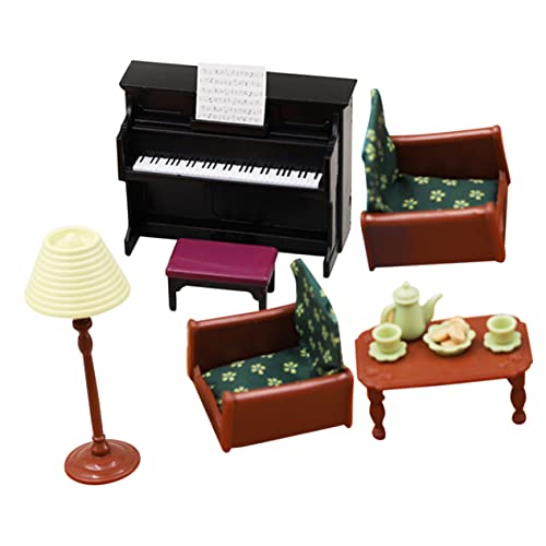 Warmhm 1 Set Sofa Klavier Teeservice Miniatur Musikinstrument Stehlampe Kindersofa Möbelzubehör Mikrolandschaftsmöbel Puppenhausmöbel Kindercouch Spielzeughaus Sofas Kunststoff von Warmhm