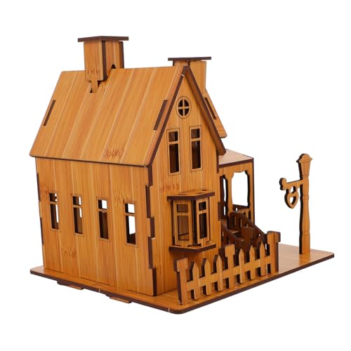 Warmhm 1 Stück Montieren Sie EIN Hausmodell Puzzle D Modellbau Puzzle dekoratives Hausmodell Lernspielzeug für 3D-Villa-Modell DIY Holz von Warmhm