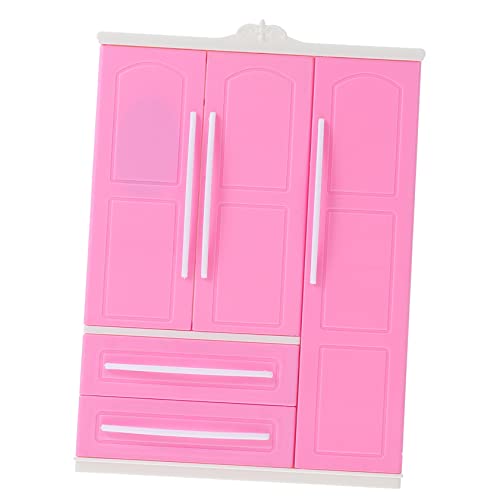 Warmhm 1 Stück Puppenkleiderschrank Kinderspielzeug Modell Der Puppengarderobe Puppenspielzeug Puppenmöbel Mini-hausmöbelzubehör Garderobenschmuck Puppenschrank Dekoration Abs Rosa von Warmhm