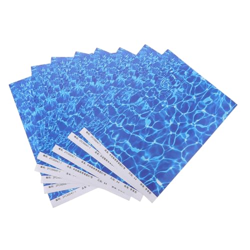 Warmhm 10 Blatt Aufkleber Mit Simulierter Wassertextur Bastelpapier Poster Papier Schwimmbadhintergrund Meerestapete Plastik Blue von Warmhm