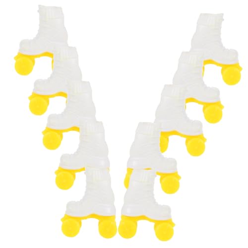 Warmhm 10 Paare Rollschuhspielzeug Puppenschuhe Rollschuh Mini Puppenspielzeug Dekoratives Rollschuhmodell Mini-Rollschuhe Für Puppe Puppenhauszubehör Anziehpuppendekoration Weiß Plastik von Warmhm