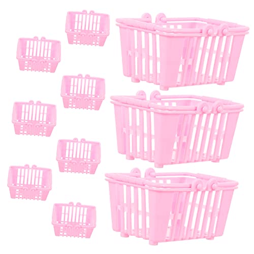 Warmhm 10 STK. Puppenhaus Einkaufskorb Mini Körbe Miniatur Puppenhaus Mini-kunststoffkorb Minikorb Für Zur Aufbewahrung Mini-einkaufskorb Rosa Plastik von Warmhm