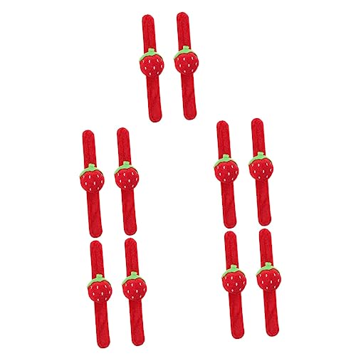 Warmhm Partyzubehör 10 Stk Plüschring Fruchtarmbänder für Kinder Fruchtschlagarmband Haarspangen Spielzeug Plüsch-Slap-Armbänder Streichelband Erdbeere Obst Haarschmuck Haarnadel von Warmhm