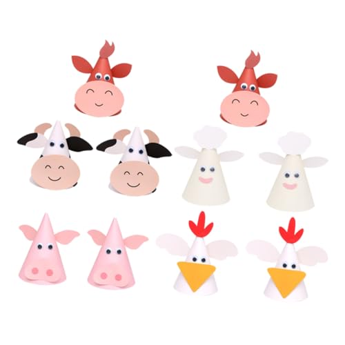 Warmhm 10 Stück Diy Tiermützen für Kindergeburtstag Lustige Papphüte im Tierdesign für Partyspaß Fotorequisiten für Feiern und Anlässe von Warmhm