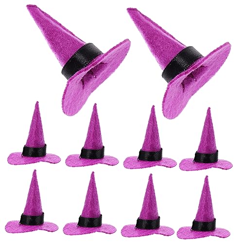 Warmhm 10 Stück Elfenhut Halloween Filzhut Mini Halloween Hexenbastelkorb Kleiner Hexenhut Mini Hüte Zum Basteln Figur Miniatur Hüte Halloween Winzige Hexenhüte Leuchtender von Warmhm