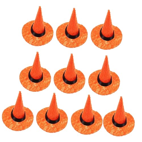 Warmhm 10 Stück Elfenhut Zwerghexenhut Hexenhut Requisite Hexenhut Cupcake Topper Halloween Filzhut Halloween Kleine Hexenhüte Hexenkostüm Hexenhüte Kessel Filztuch Orange von Warmhm