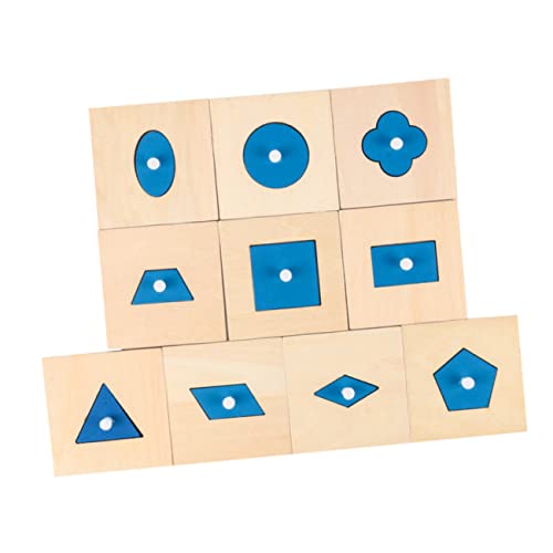Warmhm 10 Stück Geometrietafel holzspielzeug für Frühpädagogik Kid Toys spielsachen mit geometrischer Form Formerkennungsspielzeug hölzern von Warmhm