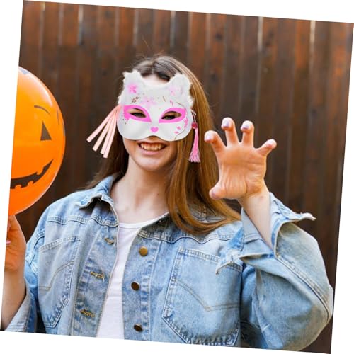 Warmhm 10 Stück Japanische Fuchsmaske mit Leuchtfedern Kuschelhalbschalen-maske für Cosplay Halloween Karneval und Manga-partys Kawaii Fox Mask Kostüm für Erwachsene von Warmhm