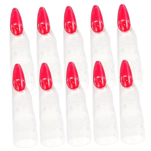 Warmhm 10 Stück Kurze quadratische falsche Nägel Nagelkunstaufkleber Fingernagelklauenring Dekorationen Halloween nägel Halloween Nails Hexenfinger Kostüm gefälschte Fingernägel Plastik von Warmhm