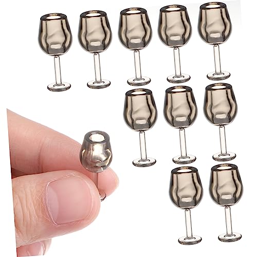 Warmhm 10 Stück Mini Weinglas Mini-Ente Krippenspielzeug für Babypuppen küchenspielzeug für Kitchen Toys for gläser Puppe Weinglas Puppenhaus Weinglas Plastik Grey von Warmhm