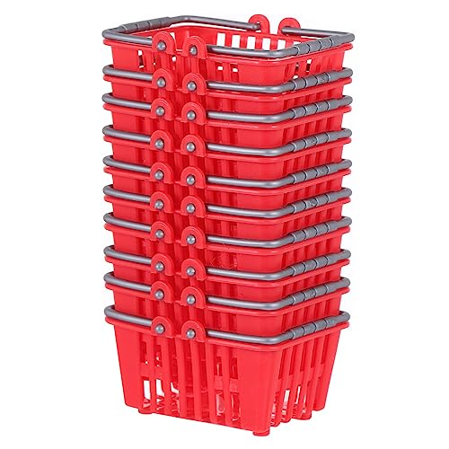 Warmhm 10 Stück Mini-einkaufskorb Miniatur Schlank Lagerkorb Winzig Einzelhandel Mini-aufbewahrungskorb Lagerung Viel Klein Mini-Requisiten-einkaufskorb Süßer Korb Rot Plastik von Warmhm