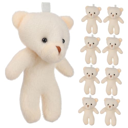 Warmhm 10 Stück Pendellanzpuppe Mini Party Bär Schlüsselanhänger Mittel kuschelbären Little Bear Niedliches plüschbär kleine Bärenspielzeuge süßer Bär PP Baumwolle Beige von Warmhm
