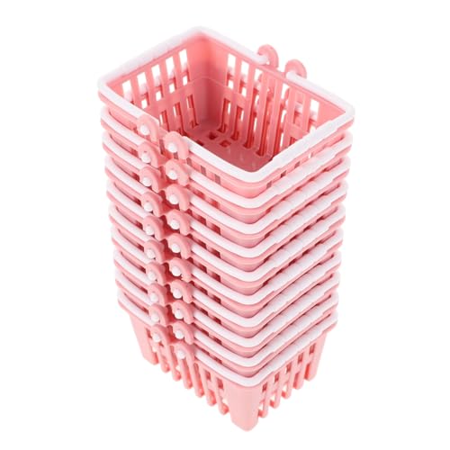 Warmhm 10 Stück Puppen-Einkaufskorb Korb-Requisiten Mini-Handkorbspielzeug Mini- -Einkaufskorb interaktives Rollenspiel Minikorb mit Griff Mini -Picknickkorb Plastik von Warmhm
